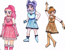 Size: 900x690 | Tagged: artist:theanomally, blue belle, butterscotch (g1), cotton candy (g1), crossover, derpibooru import, g1, human, humanized, safe, sailor moon