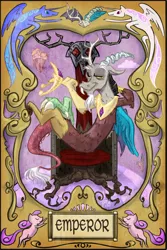 Size: 1204x1799 | Tagged: artist:robd2003, card, dead source, derpibooru import, discord, discord's throne, safe, tarot card, throne