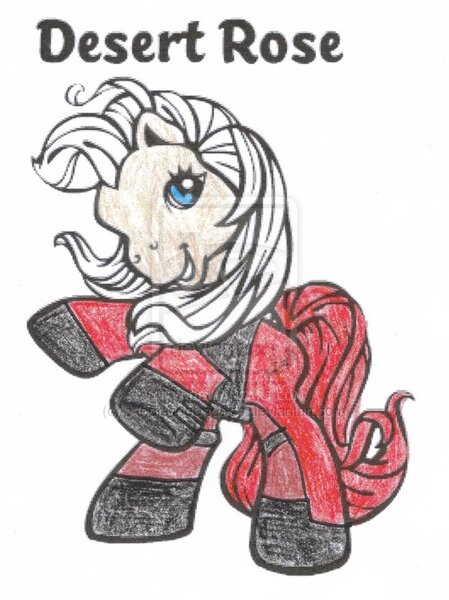 Size: 600x802 | Tagged: safe, artist:bandietineendoos, derpibooru import, desert rose, ponified, pony, dante (devil may cry), devil may cry, dmc, g3, solo, traditional art, watermark