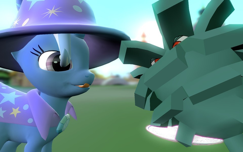 Size: 960x600 | Tagged: 3d, artist:pinkie diane roosevelt phd, derpibooru import, gmod, nintendo, pineco, pinecone, pokémon, safe, trixie