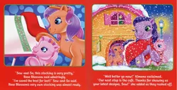 Size: 1152x588 | Tagged: book, derpibooru import, g3, kimono, official, rose blossom, rose blossom's first christmas, safe, sew-and-so (g3), snow, snowfall, text