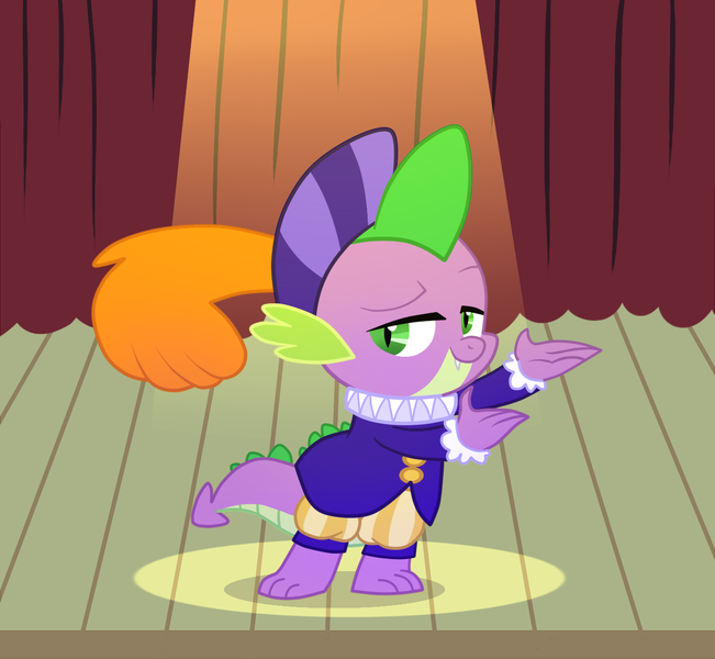 Size: 1303x1201 | Tagged: artist:wolframclaws, clothes, derpibooru import, hearth's warming eve, hearth's warming eve (episode), ruff (clothing), safe, solo, spike, spotlight