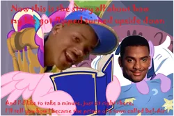 Size: 1024x683 | Tagged: safe, deleted from derpibooru, derpibooru import, princess cadance, twilight sparkle, alicorn, human, pony, unicorn, bed, bedtime story, book, cadance's bedtime stories, caption, carlton banks, duo, exploitable meme, female, filly, horn, image macro, looking up, meme, reading, text, the fresh prince of bel-air, will smith, wings, younger
