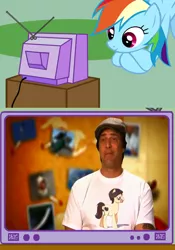 Size: 504x718 | Tagged: derpibooru import, exploitable meme, john enos, meme, obligatory pony, rainbow dash, safe, tru tv, tv meme, world's dumbest