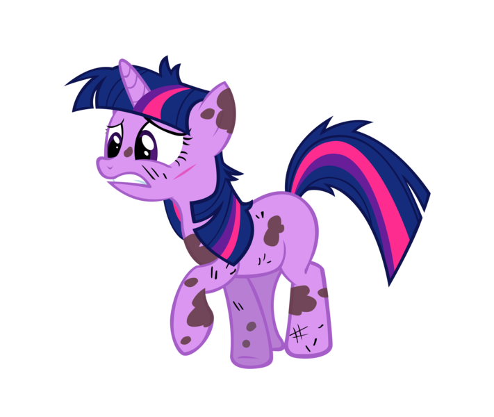 Size: 10000x8438 | Tagged: safe, artist:alexpony, derpibooru import, twilight sparkle, pony, unicorn, it's about time, absurd resolution, blank flank, dirty, female, mare, nervous, raised hoof, scar, simple background, solo, transparent background, unicorn twilight, vector