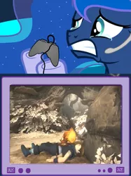 Size: 563x752 | Tagged: blood, brothers: a tale of two sons, crying, death, derpibooru import, exploitable meme, gamer luna, meme, obligatory pony, princess luna, sad, safe, tv meme, who's cutting onions, why