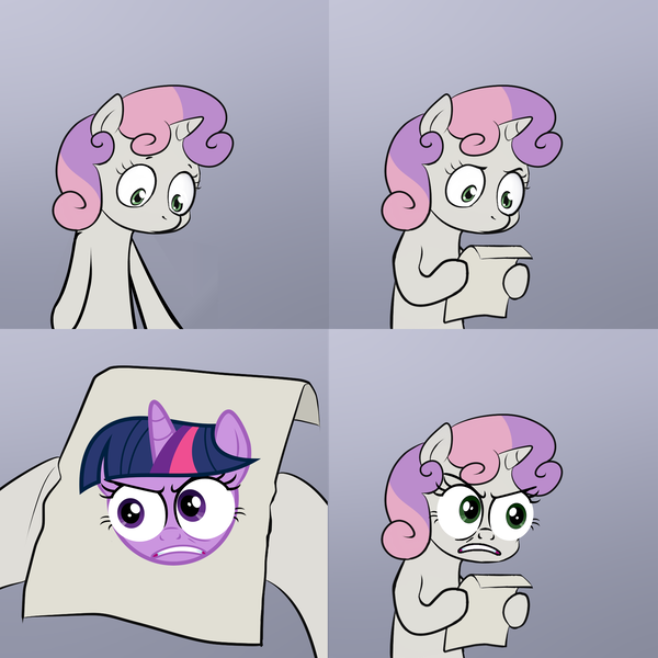 Size: 2000x2000 | Tagged: derpibooru import, exploitable meme, meme, obligatory pony, safe, special eyes, sweetie belle, sweetie's note meme, twilight sparkle