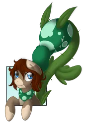 Size: 796x1150 | Tagged: artist:haruhikun, augmented tail, cap, derpibooru import, hat, luigi's hat, monster pony, oc, oc:pixel, original species, piranha plant, piranha plant pony, plant, plant pony, safe, super mario bros., unofficial characters only