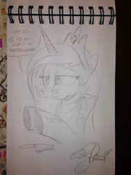 Size: 852x1136 | Tagged: safe, artist:andypriceart, derpibooru import, princess celestia, alicorn, pony, aweeg*, blazing saddles, eating, female, food, mare, meat, parody, ponies eating meat, quote, sausage, schnitzengruben, solo, traditional art