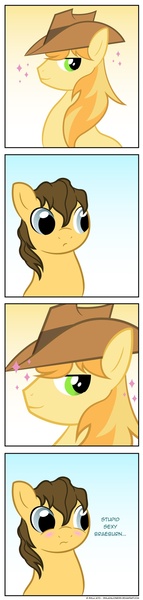 Size: 600x2520 | Tagged: artist:littlehybridshila, blushing, braeburn, braeburn gets all the stallions, comic, derpibooru import, everypony's gay for braeburn, gay, male, oc, oc:cloversong, safe, sparkles, stupid sexy braeburn