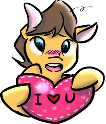 Size: 500x585 | Tagged: artist:cleppyclep, blushing, caramel, cute, derpibooru import, heart, i <3 u, safe, solo