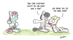 Size: 1024x567 | Tagged: safe, artist:bobthedalek, derpibooru import, oc, oc:mixed melody, oc:octavia's father, oc:octavia's mother, oc:ostinato melody, unofficial characters only, earth pony, pony, bottle, female, foal, male, parent