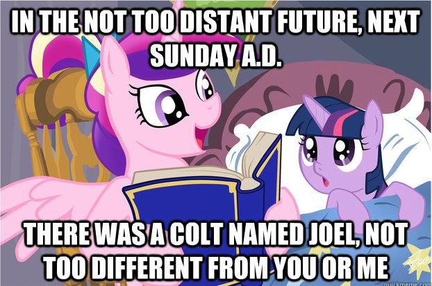 Size: 622x412 | Tagged: safe, deleted from derpibooru, derpibooru import, princess cadance, twilight sparkle, alicorn, pony, unicorn, bed, bedtime story, book, cadance's bedtime stories, caption, duo, exploitable meme, female, filly, horn, image macro, looking up, meme, mystery science theater 3000, reading, text, wings, younger