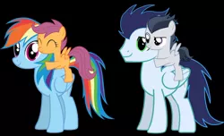 Size: 1024x623 | Tagged: artist:anon11250, black background, derpibooru import, double rainboom puppet, rainbow dash, rumble, safe, scootaloo, simple background, soarin', vector
