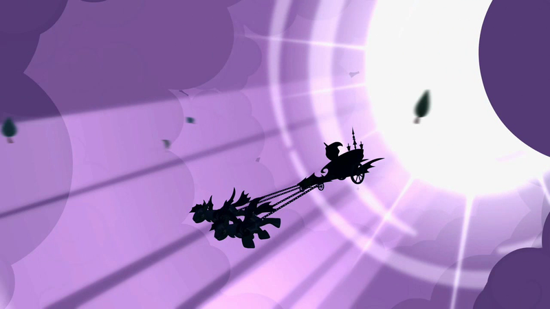 Size: 1280x720 | Tagged: chariot, derpibooru import, dramatic entrance, echo and nocturn, echo (bat pony), luna eclipsed, luna's chariot, night guard, nocturn, princess luna, safe, screencap