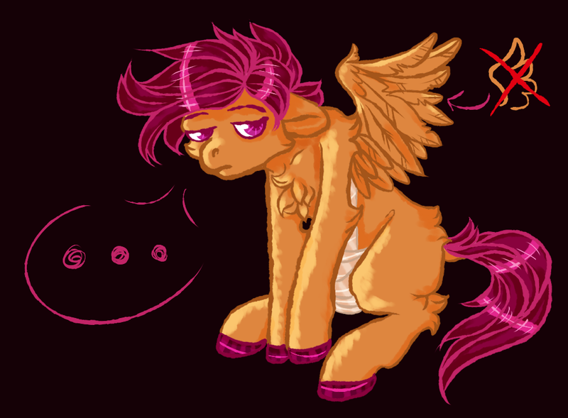 Size: 977x719 | Tagged: artist:coppahhead, ask, ask ftm scootaloo, bandage, breast binding, derpibooru import, hooves, safe, scootaloo, scootaloo can't fly, solo, transgender, tumblr, unshorn fetlocks