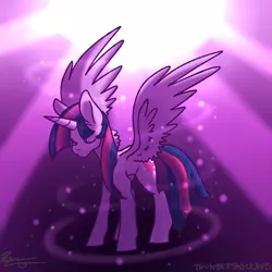 Size: 1000x1000 | Tagged: safe, artist:thundershock0823, derpibooru import, twilight sparkle, twilight sparkle (alicorn), alicorn, pony, eyes closed, female, mare, solo