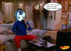 Size: 500x362 | Tagged: chat bubble, derpibooru import, doctor whooves, edit, safe, seinfeld, soarin', time turner