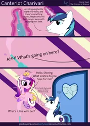 Size: 6400x8978 | Tagged: absurd resolution, artist:parclytaxel, comic, derpibooru import, door, genie, genie pony, magic, monty python, monty python's flying circus, nudge nudge, princess cadance, safe, shining armor, .svg available, vector