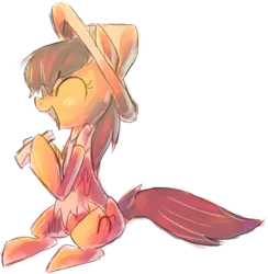 Size: 1029x1056 | Tagged: crystallized, crystal pony, derpibooru import, drawfag, eyes closed, happy, /mlp/, ñ, oc, oc:maría teresa de los ponyos paguetti, open mouth, safe, sitting, smiling, solo, unofficial characters only, ya es hora