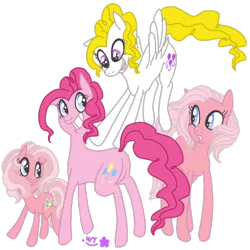 Size: 610x610 | Tagged: artist:wolfytails, derpibooru import, g1, g1 to g4, g3, g3.5, g3.5 to g4, g3 to g4, generation leap, pinkie pie, pinkie pie (g3), safe, square crossover, surprise