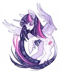 Size: 516x630 | Tagged: safe, artist:savannahhorrocks, derpibooru import, twilight sparkle, twilight sparkle (alicorn), alicorn, pony, female, mare, solo, traditional art