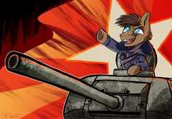 Size: 2358x1630 | Tagged: artist:graystripe64, derpibooru import, oc, safe, solo, tank (vehicle), unofficial characters only