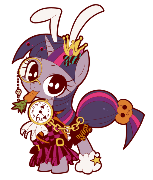 Size: 712x834 | Tagged: artist:umeguru, artist:うめのぐるぐる三世, carrot, clothes, derpibooru import, food, halloween, holiday, monocle, part of a set, pixiv, safe, solo, suit, twilight sparkle, watch