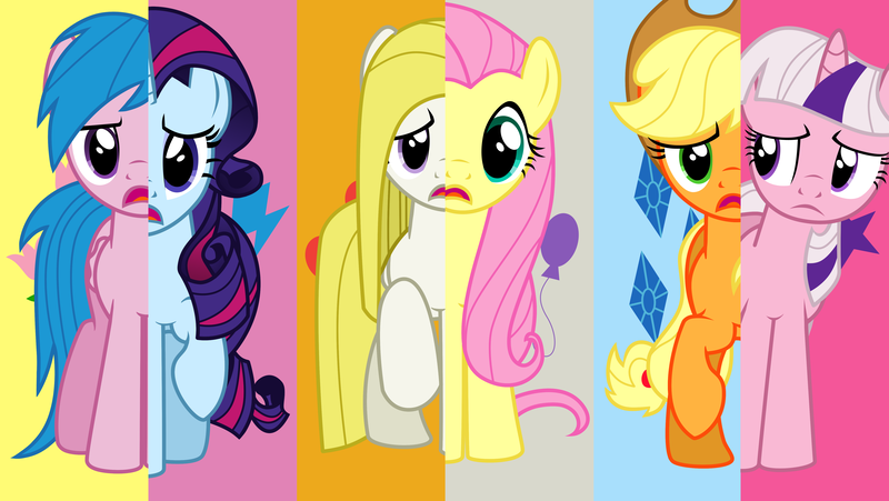 Size: 5100x2878 | Tagged: safe, artist:290pika, derpibooru import, amethyst star, applejack, applejack (g1), firefly, posey, sparkler (g1), surprise, twilight sparkle, g1, g1 6, g1 six, g1 to g4, g1 → g4, g4, generation leap, image, original designs, png, surprisamena, swapped cutie marks, vector, what my cutie mark is telling me