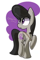 Size: 1280x1920 | Tagged: dead source, safe, artist:turtlefarminguy, derpibooru import, octavia melody, earth pony, pony, bow (instrument), female, hoof hold, looking back, mare, raised hoof, simple background, solo, white background