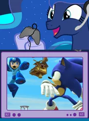 Size: 563x769 | Tagged: capcom, crossover, derpibooru import, exploitable meme, megaman, meme, nintendo, obligatory pony, princess luna, safe, sega, sonic the hedgehog, sonic the hedgehog (series), super smash bros., super smash bros. 4, tv meme