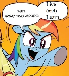 Size: 334x366 | Tagged: crossover, crush 40, derpibooru import, exploitable meme, live and learn, meme, obligatory pony, rainbow dash, safe, song, sonic the hedgehog (series), two words meme