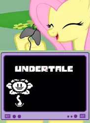 Size: 563x771 | Tagged: derpibooru import, exploitable meme, flowey, fluttershy, fs doesn't know what she's getting into, meme, obligatory pony, safe, tv meme, undertale