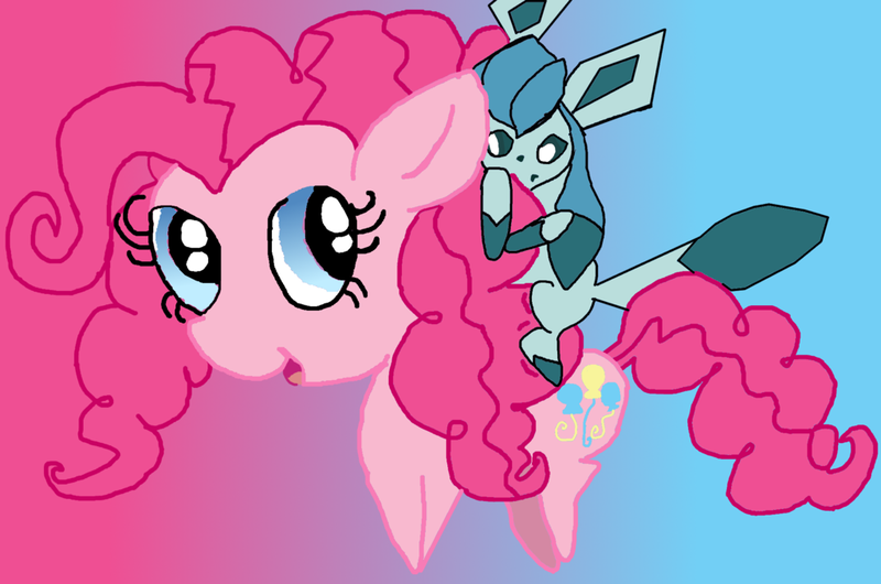 Size: 1024x679 | Tagged: artist:princessofdestiny114, crossover, derpibooru import, glaceon, pinkie pie, pokémon, safe