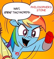 Size: 334x366 | Tagged: applejack, comic, derpibooru import, exploitable meme, fullmetal alchemist, idw, meme, obligatory pony, ouroboros, philosopher's stone, rainbow dash, safe, two words meme