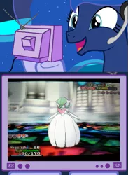 Size: 439x600 | Tagged: derpibooru import, exploitable meme, gamer luna, gardevoir, happy, mega evolution, mega gardevoir, meme, obligatory pony, pokémon, pokémon x and y, princess luna, safe, spoiler, tv meme