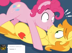 Size: 1280x951 | Tagged: artist:acstlu, braeburn, bubble berry, bubbleburn, derpibooru import, everypony's gay for braeburn, exclamation point, gay, half r63 shipping, kissing, male, pinkie pie, rule 63, safe, shipping, tumblr