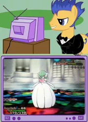 Size: 340x473 | Tagged: clothes, derpibooru import, exploitable meme, flash sentry, gardevoir, mega evolution, mega gardevoir, meme, obligatory pony, pokémon, pokémon x and y, safe, tuxedo, tv meme, waifu thief