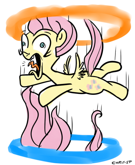 Size: 461x562 | Tagged: artist:anotheraverageartist, crossover, derpibooru import, falling, fluttershy, portal, portal (valve), safe, scared, solo