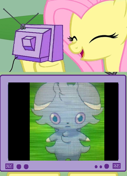 Size: 504x700 | Tagged: adoracreepy, creepy, cute, cute but scary, derpibooru import, espurr, exploitable meme, fluttershy, meme, obligatory pony, pokémon, pokémon x and y, safe, tv meme