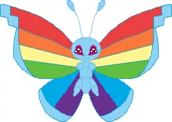 Size: 322x229 | Tagged: artist needed, butterfly, colored wings, crossover, derpibooru import, female, multicolored wings, pokefied, pokémon, pokémon x and y, rainbow dash, rainbow wings, recolor, safe, simple background, solo, species swap, vivillon, white background, wings