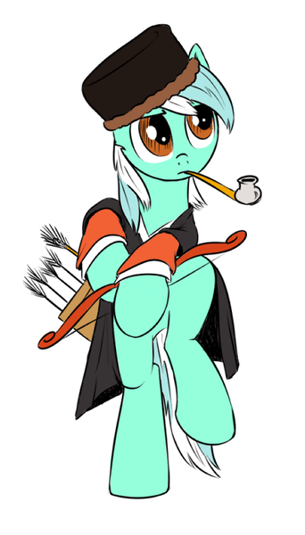 Size: 400x702 | Tagged: safe, artist:xioade, derpibooru import, lyra heartstrings, pony, archer, armenia, armenian, arrow, bipedal, bow (weapon), clothes, drawfag, fantasy class, hat, history, ottoman, pipe, quiver, smoking, soldier, solo, warrior, weapon