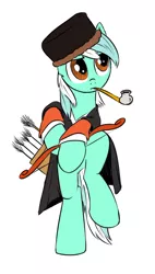 Size: 400x702 | Tagged: safe, artist:xioade, derpibooru import, lyra heartstrings, pony, archer, armenia, armenian, arrow, bipedal, bow (weapon), clothes, drawfag, fantasy class, hat, history, ottoman, pipe, quiver, smoking, soldier, solo, warrior, weapon