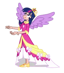 Size: 1500x1719 | Tagged: alicorn, artist:trinityinyang, clothes, coronation dress, derpibooru import, dress, element of magic, human, humanized, safe, solo, twilight sparkle, twilight sparkle (alicorn), winged humanization, wings