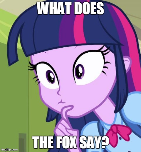 Size: 480x517 | Tagged: safe, derpibooru import, twilight sparkle, equestria girls, caption, image macro, solo, text, the fox, what does the fox say?, ylvis