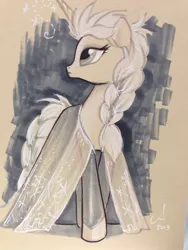 Size: 960x1280 | Tagged: safe, artist:amy mebberson, derpibooru import, ponified, pony, braid, disney, elsa, frozen (movie), solo, traditional art