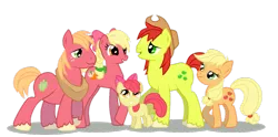 Size: 1267x630 | Tagged: safe, artist:tsunaamii, derpibooru import, apple bloom, applejack, big macintosh, earth pony, pony, applejack's parents, family, male, parent, stallion