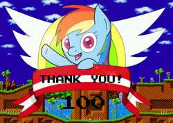 Size: 1740x1231 | Tagged: safe, artist:dark-southern-rebel, derpibooru import, rainbow dash, pegasus, pony, crossover, sega, solo, sonic the hedgehog (series), video game