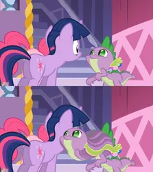 Size: 1434x1608 | Tagged: are you frustrated?, derpibooru import, edit, edited screencap, meme, ms paint, pinkie pie, safe, screencap, spike, spike has a crush on rarity, twilight sparkle