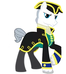 Size: 1300x1450 | Tagged: safe, artist:emperorbobby, derpibooru import, oc, unofficial characters only, earth pony, pony, antagonist, at world's end, clothes, coat, cutler beckett, dead man's chest, hat, lord, male, pirates of the caribbean, simple background, solo, stallion, transparent background, tricorne, vector